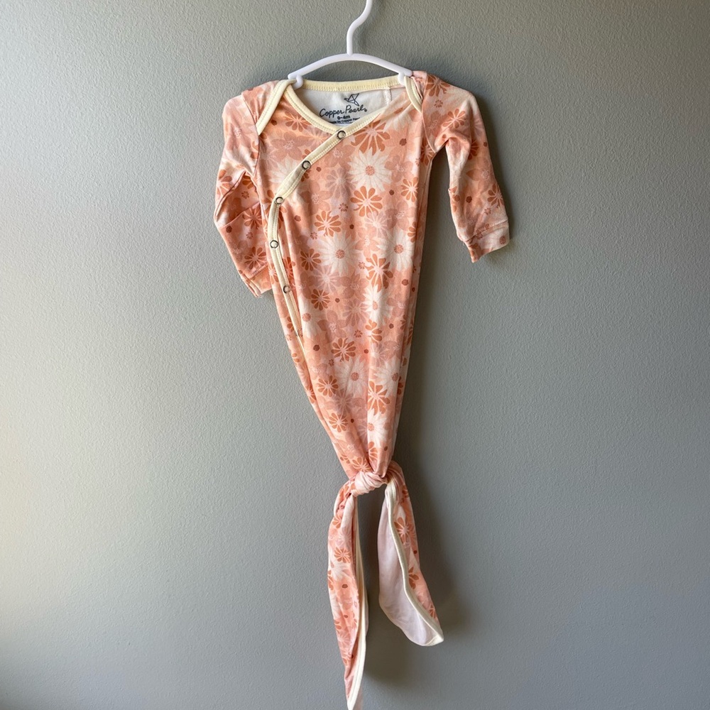Copper Pearl Floral Knotted Gown in Print Penny - Pink and Orange